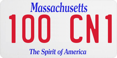 MA license plate 100CN1