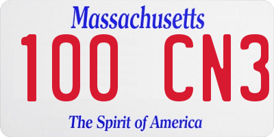 MA license plate 100CN3