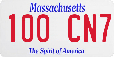 MA license plate 100CN7