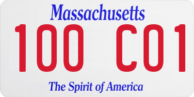 MA license plate 100CO1