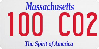 MA license plate 100CO2