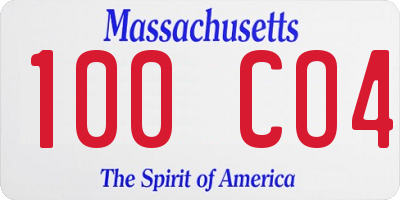 MA license plate 100CO4