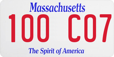 MA license plate 100CO7