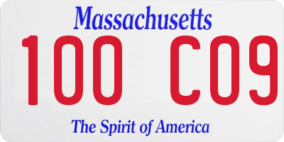 MA license plate 100CO9