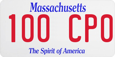 MA license plate 100CP0