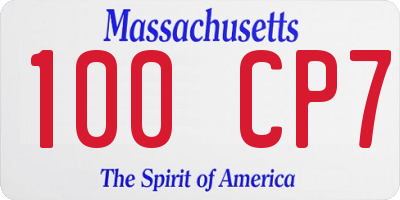 MA license plate 100CP7