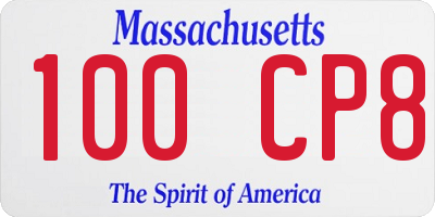 MA license plate 100CP8