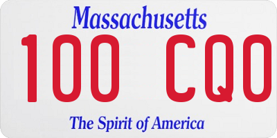 MA license plate 100CQ0