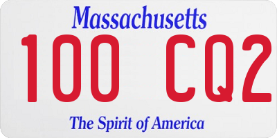 MA license plate 100CQ2