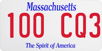 MA license plate 100CQ3