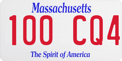 MA license plate 100CQ4