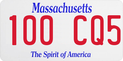 MA license plate 100CQ5