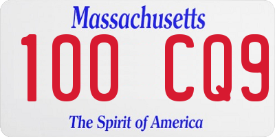 MA license plate 100CQ9