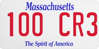 MA license plate 100CR3