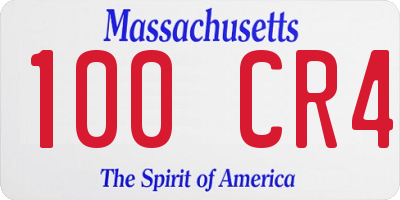 MA license plate 100CR4