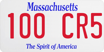 MA license plate 100CR5