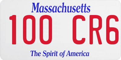 MA license plate 100CR6