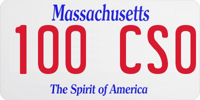 MA license plate 100CS0