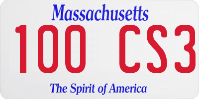 MA license plate 100CS3