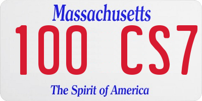 MA license plate 100CS7