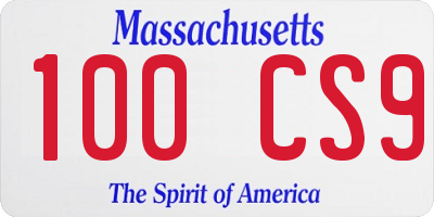 MA license plate 100CS9