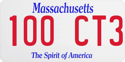 MA license plate 100CT3