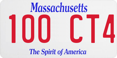 MA license plate 100CT4