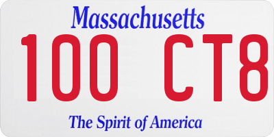 MA license plate 100CT8