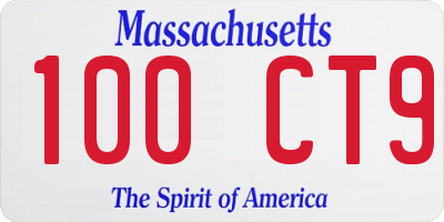 MA license plate 100CT9