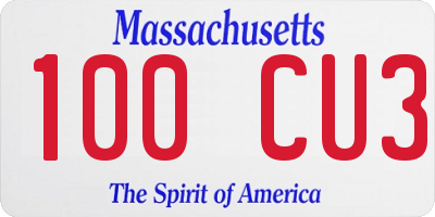 MA license plate 100CU3