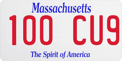 MA license plate 100CU9