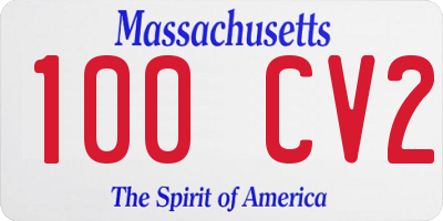 MA license plate 100CV2