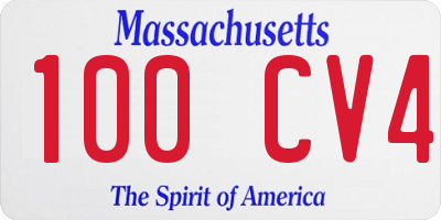 MA license plate 100CV4