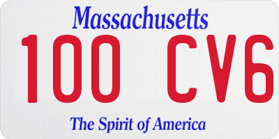 MA license plate 100CV6