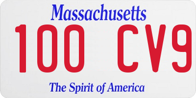 MA license plate 100CV9