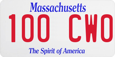 MA license plate 100CW0