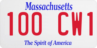 MA license plate 100CW1