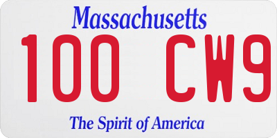 MA license plate 100CW9