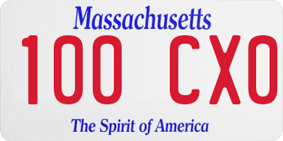 MA license plate 100CX0