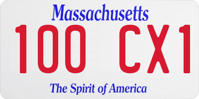 MA license plate 100CX1