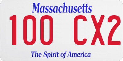 MA license plate 100CX2