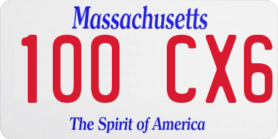 MA license plate 100CX6