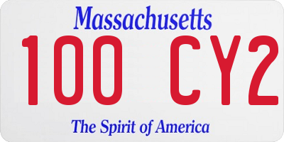 MA license plate 100CY2