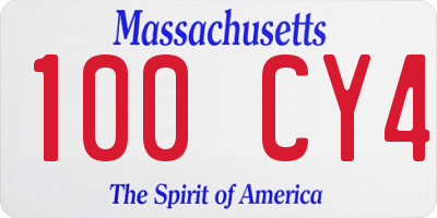 MA license plate 100CY4