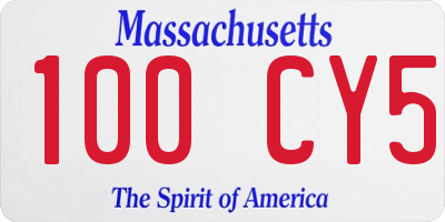 MA license plate 100CY5