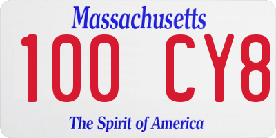 MA license plate 100CY8