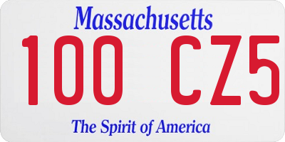 MA license plate 100CZ5