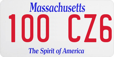 MA license plate 100CZ6