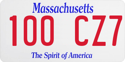 MA license plate 100CZ7