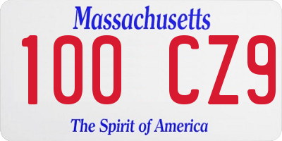 MA license plate 100CZ9